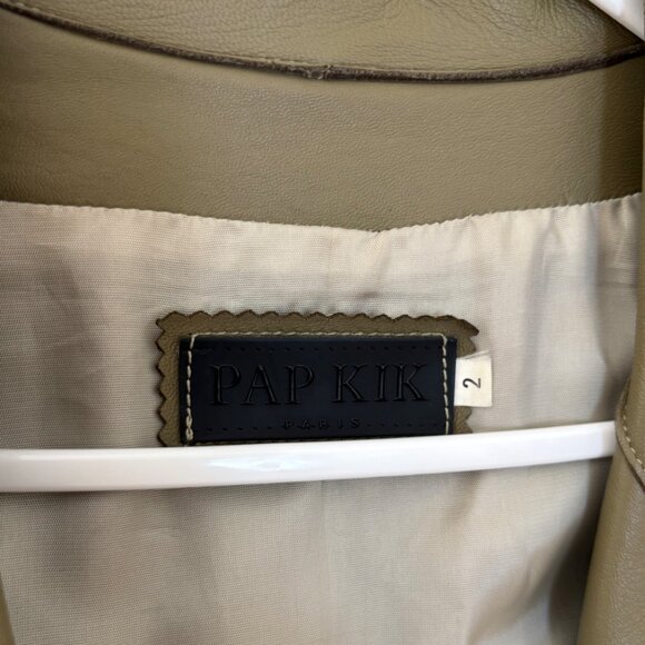 PAP'KIK Vintage 80-90's Olive Leather Jacket - Picture 3 of 3